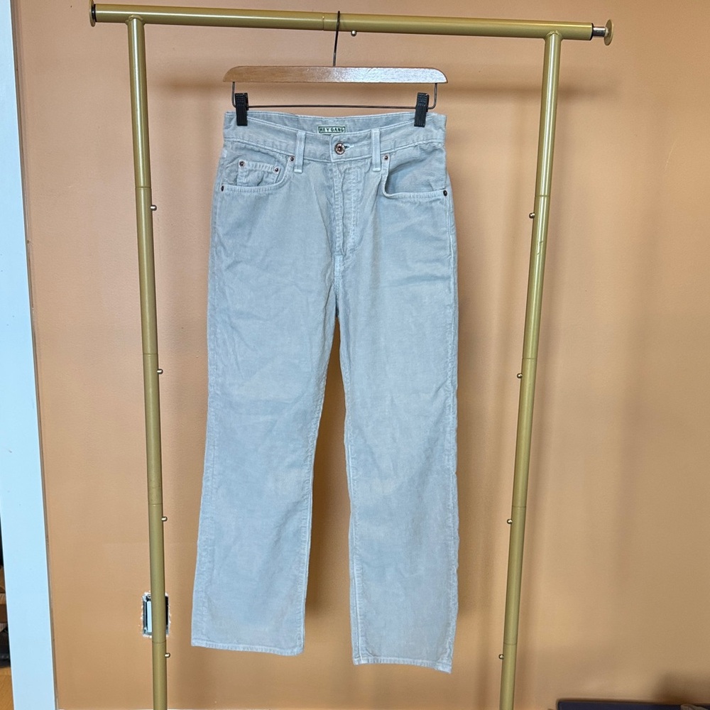 Hey Gang High-Rise Corduroy Pants in Light Gray